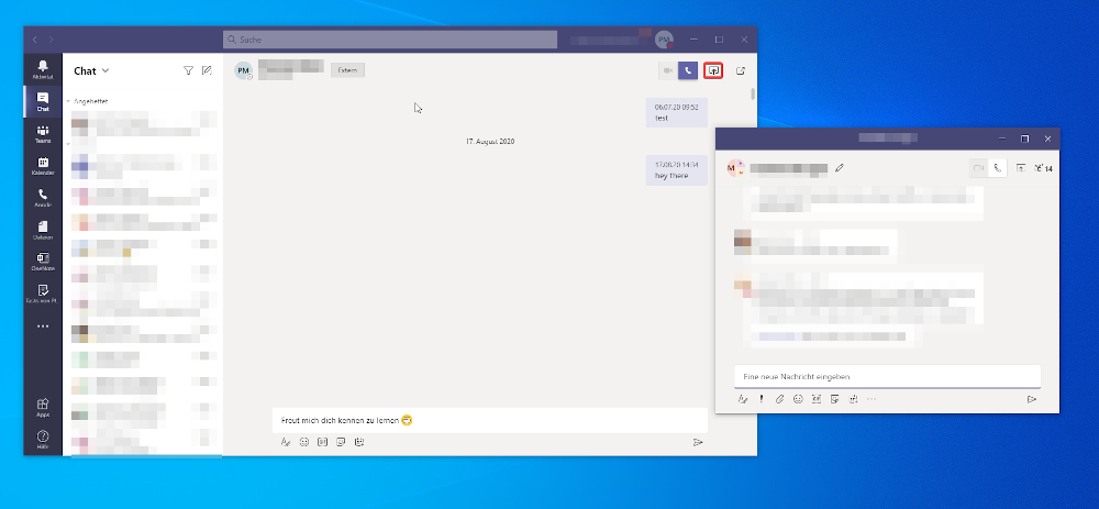 Microsoft Teams Tipp - Pop Out Chat der Anwendung